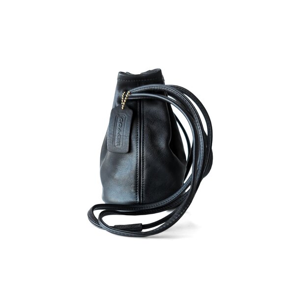 Vintage Coach Black Leather Mini Littleton Drawstring Purse Bag 4144 - Picture 2 of 9
